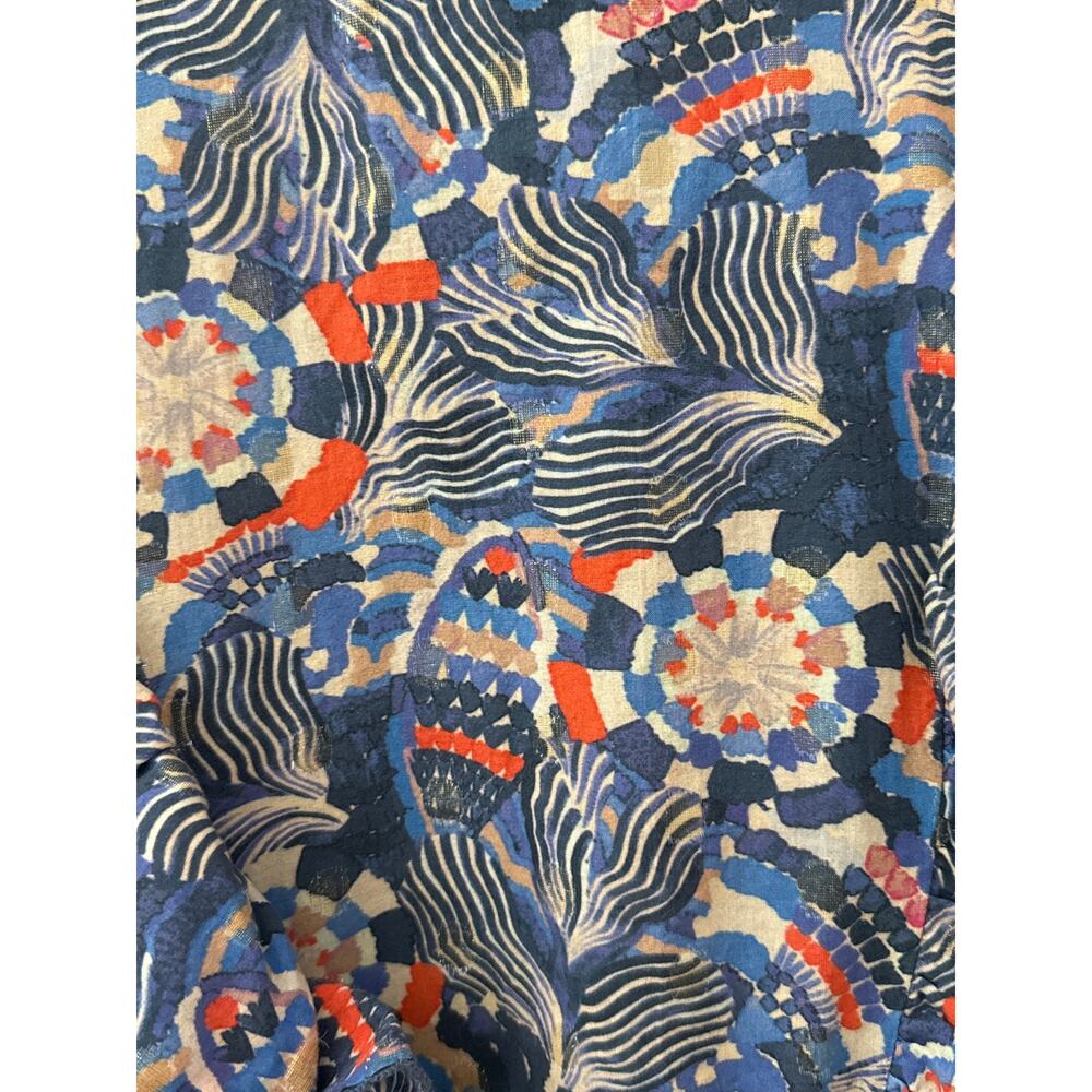 Chufy Dekker Mosaic Flutter Sleeve Gone Jammin Top Blue Multi Guipure Size XS - Picture 10 of 11